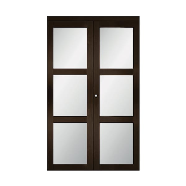 Renin 30 in. x 80 in. Euro French Style 3-Lite Interior Bi-Fold Closet Door EU3100ESFGE030080 - main